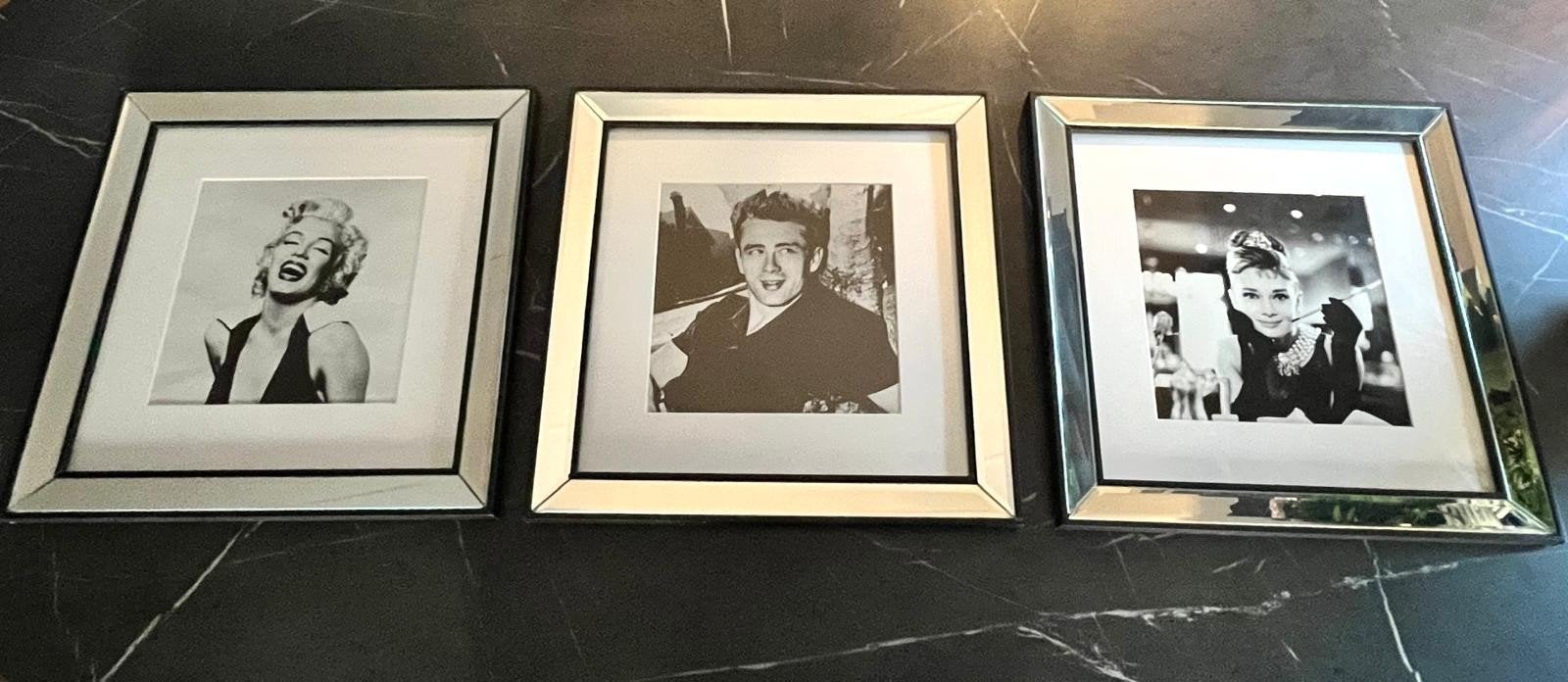 3 Fotolijsten Hollywood Sterren 36x36 cm, Huis en Inrichting, Woonaccessoires | Lijsten, Overige materialen, Gebruikt, Met afbeelding