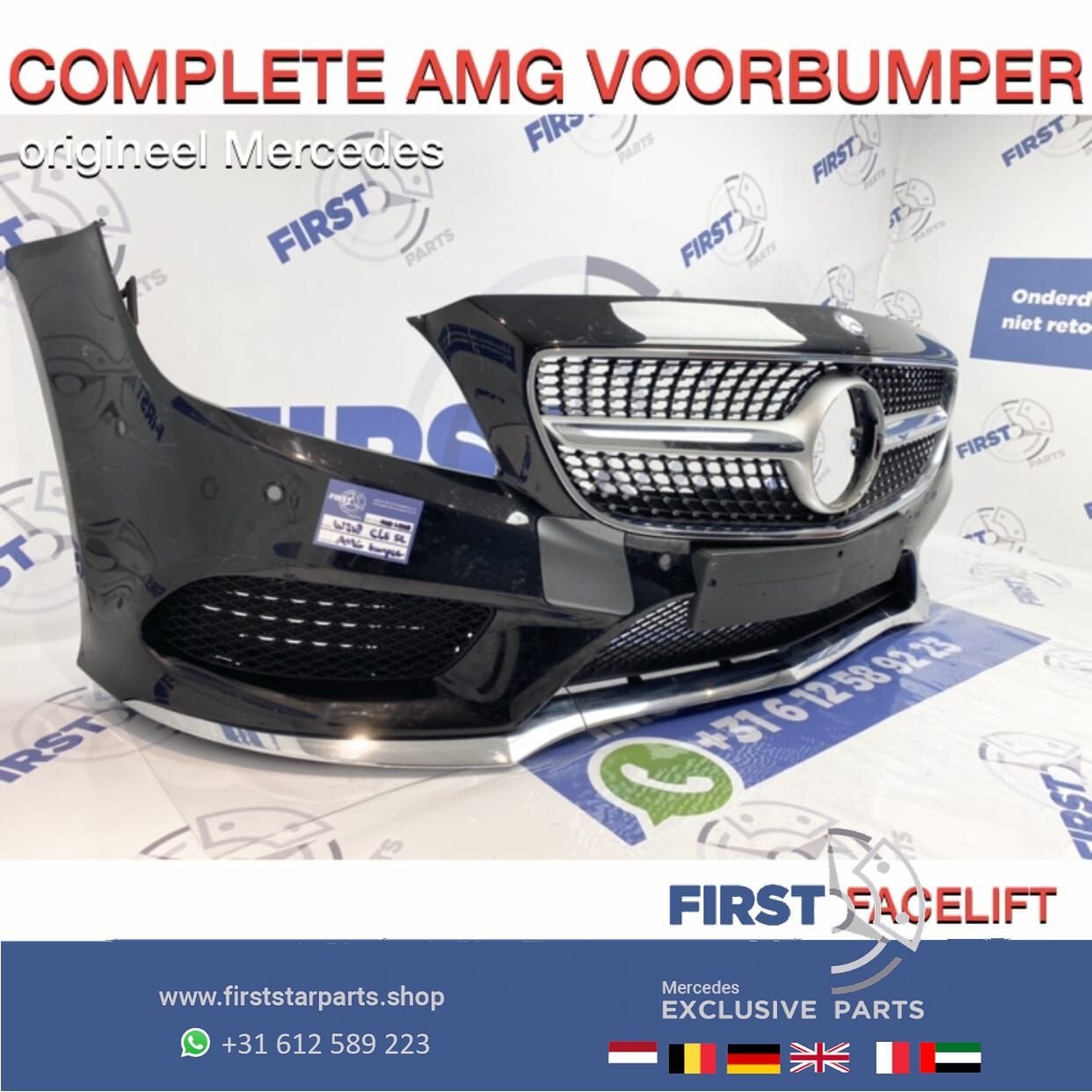 W218 FACELIFT AMG VOORBUMPER + DIAMOND GRIL ZWART origineel, Gebruikt, -, Voor, Ophalen of Verzenden
