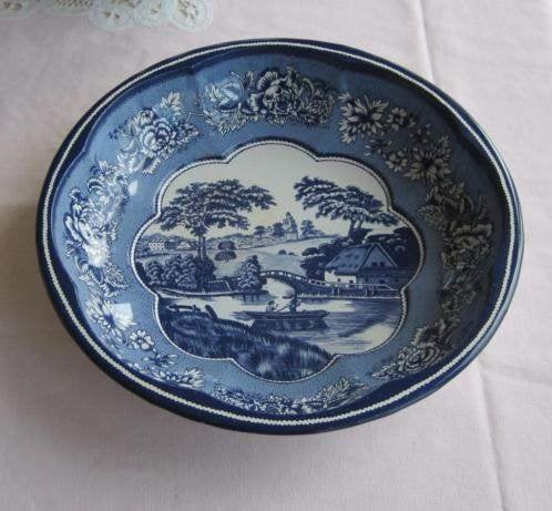 Brocante Engelse blauwe schaal, Ophalen of Verzenden