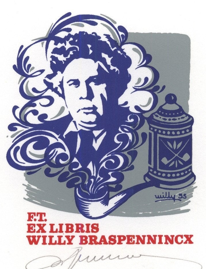 0335 Ex Libris België : Willy Braspennincx, z.j., Verzenden, Ex libris