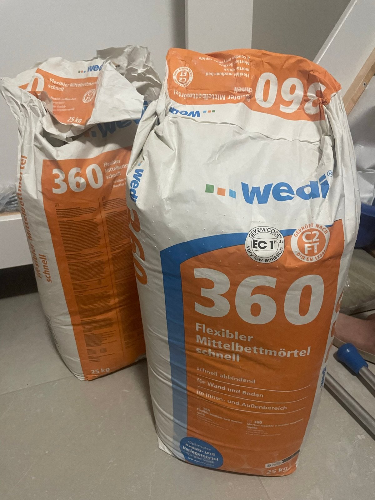 Wedi 360 Flexibele Tegellijm - 2 zakken van 25 kg, Ophalen of Verzenden, Nieuw, Overige materialen, Overige typen