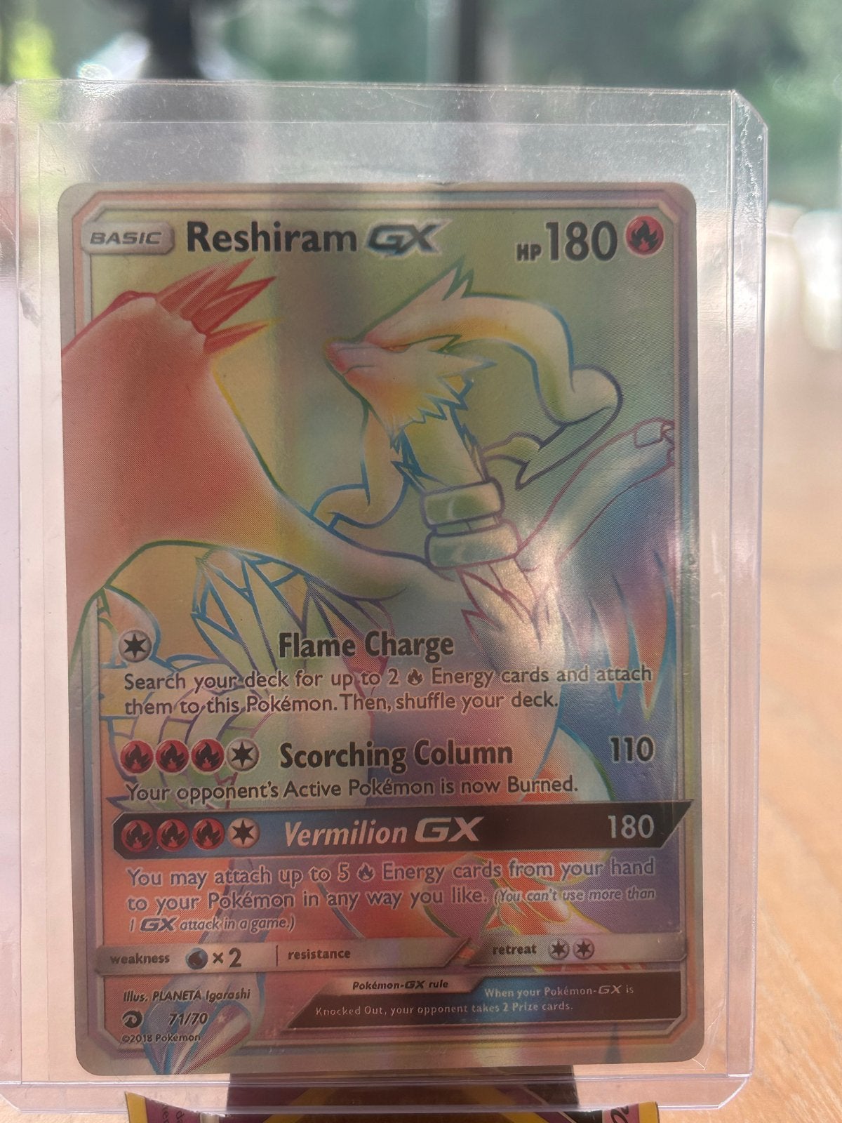Reshiram GX Rainbow Rare Pokémon Kaart - Zo goed als nieuw, Ophalen of Verzenden, Zo goed als nieuw, Losse kaart, Foil