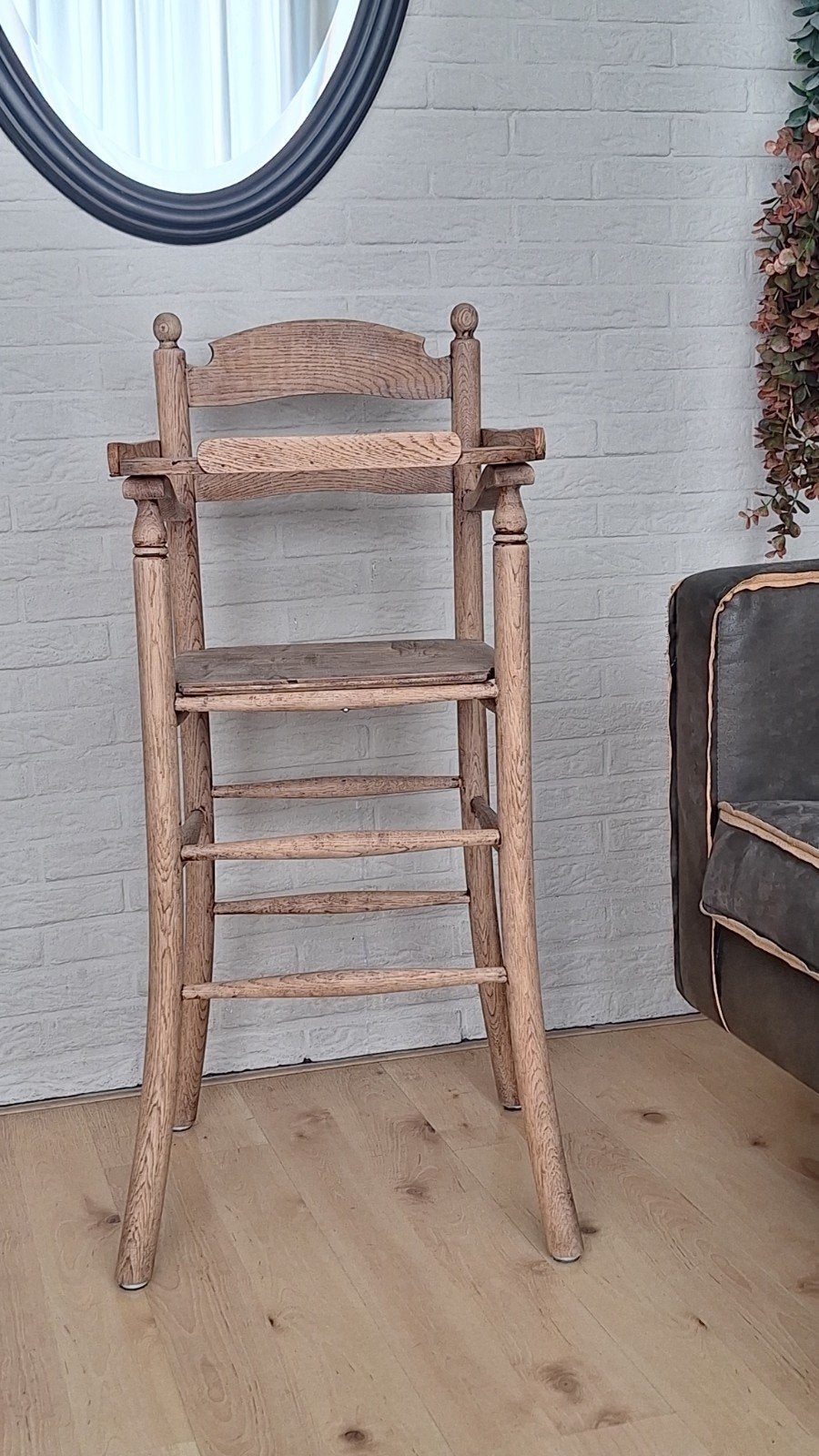 Vintage houten kinderstoel, Ophalen, Gebruikt, Overige typen, Afneembaar eetblad