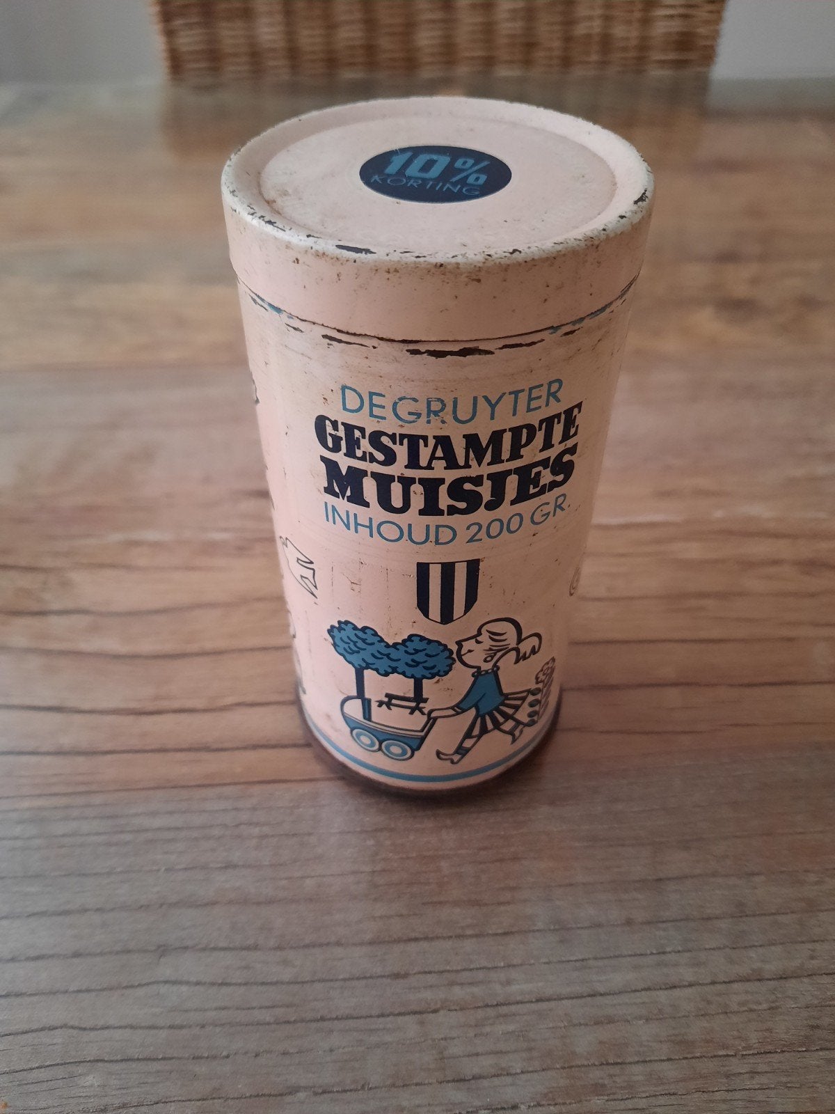 De Gruyter oud blik (Gestampte muisjes), Verzamelen, Blikken, Ophalen of Verzenden, Overige
