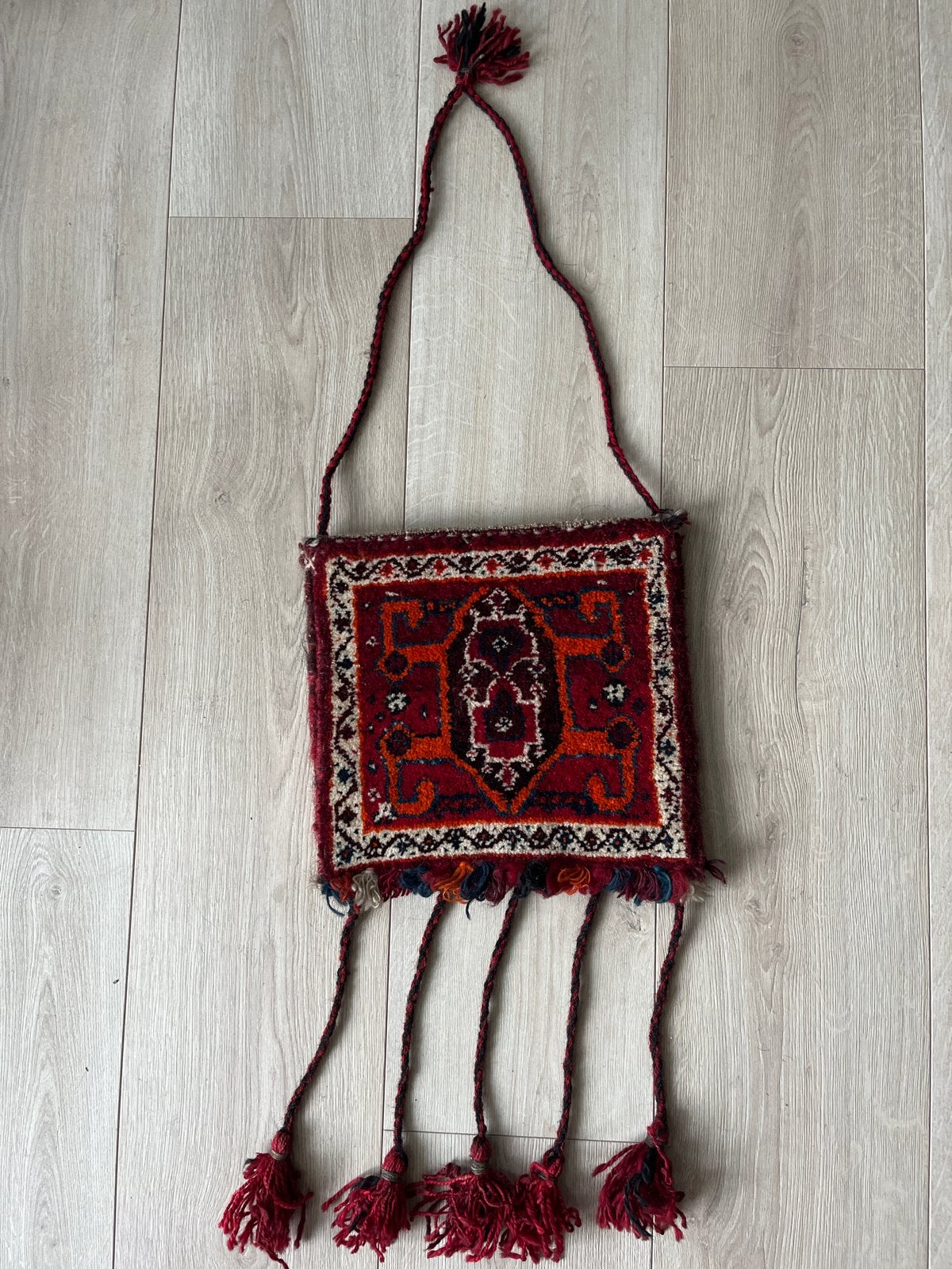 Vintage Perzische schoudertas - 100% wol, Ophalen, Gebruikt, Rood