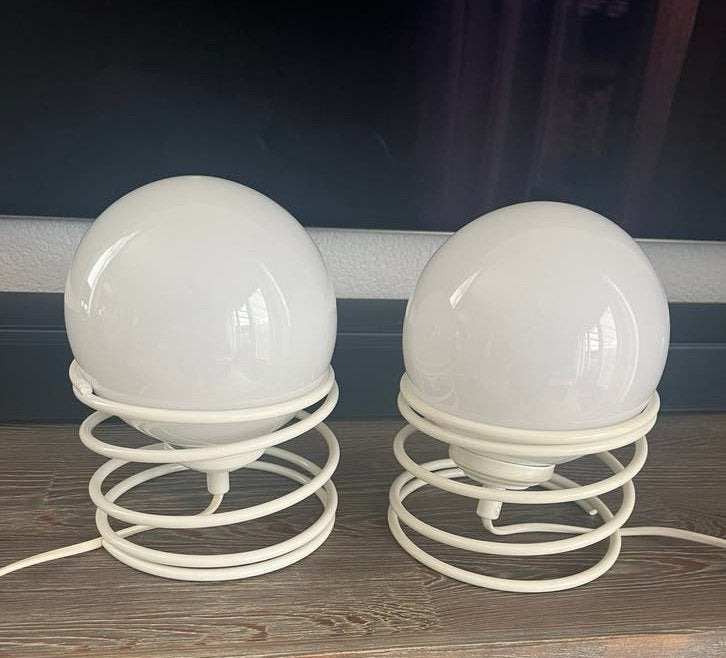 Witte vintage space age spiral bol lamp, Ophalen of Verzenden, Zo goed als nieuw