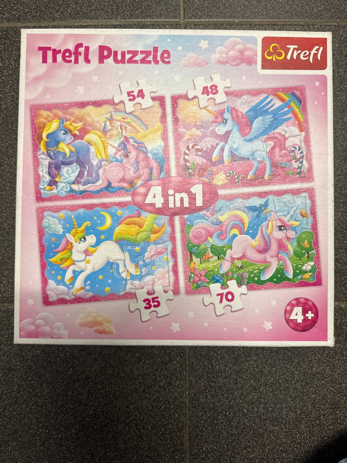 Trefl Eenhoorn Puzzel 4-in-1 (54, 48, 35, 70 stukjes), Ophalen, Meer dan 50 stukjes, Zo goed als nieuw, 4 tot 6 jaar