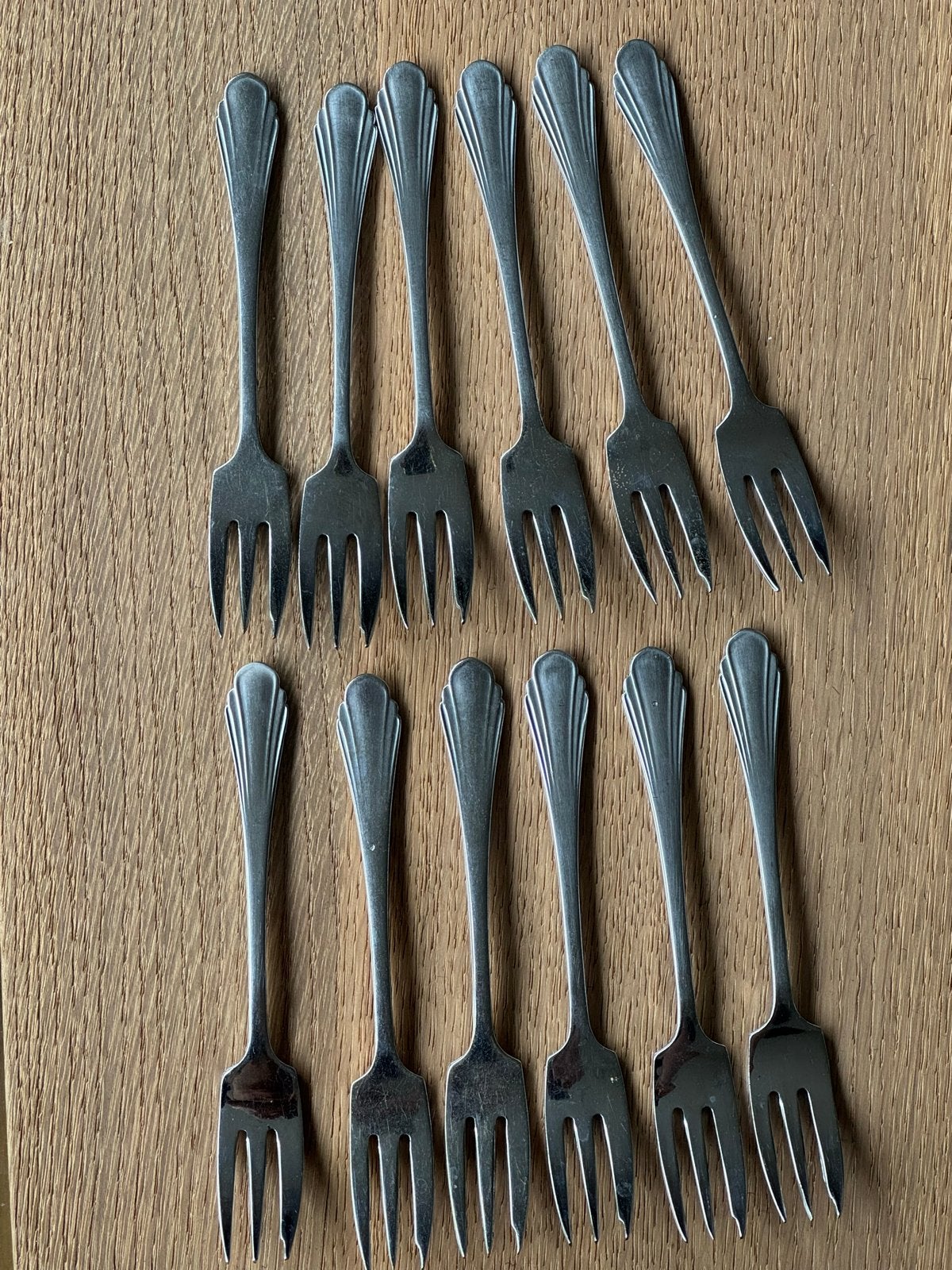 12 Vintage Taartvorkjes - Alp Vlekvrij, Antiek en Kunst, Antiek | Bestek, Ophalen of Verzenden