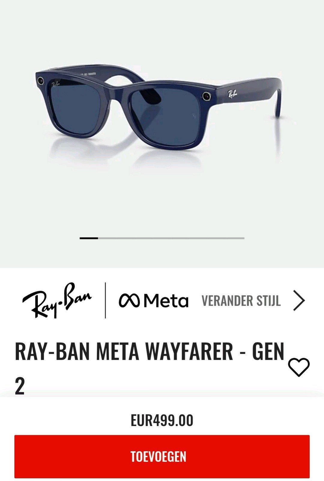 Ray-Ban Meta Wayfarer Gen 2 - Sapphire Transitions - Nieuw, Zonnebril, Blauw, Nieuw, Ophalen of Verzenden