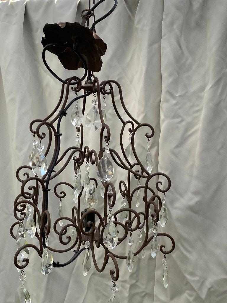 Sfeervolle vintage kroonluchter, Ophalen, Gebruikt, Glas, Vintage / Brocante / Landelijk / Industrieel