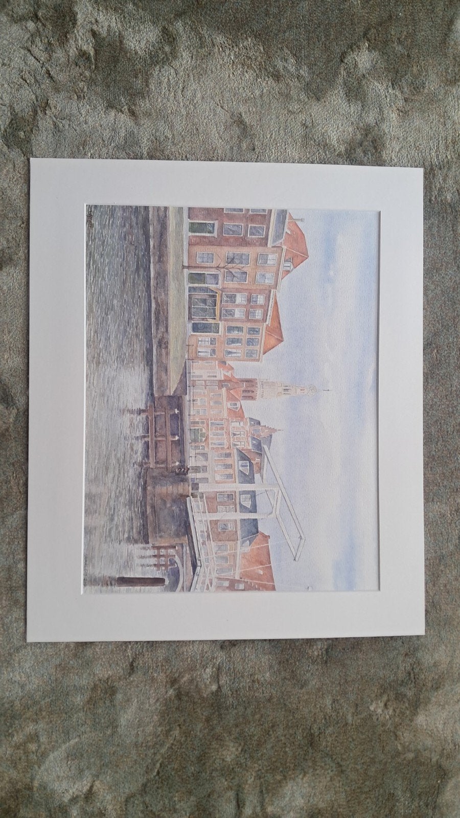 Aquarel van HAARLEM inclusief passe-partout. Maten: 60×50 cm, Antiek en Kunst, Kunst | Schilderijen | Klassiek, Ophalen