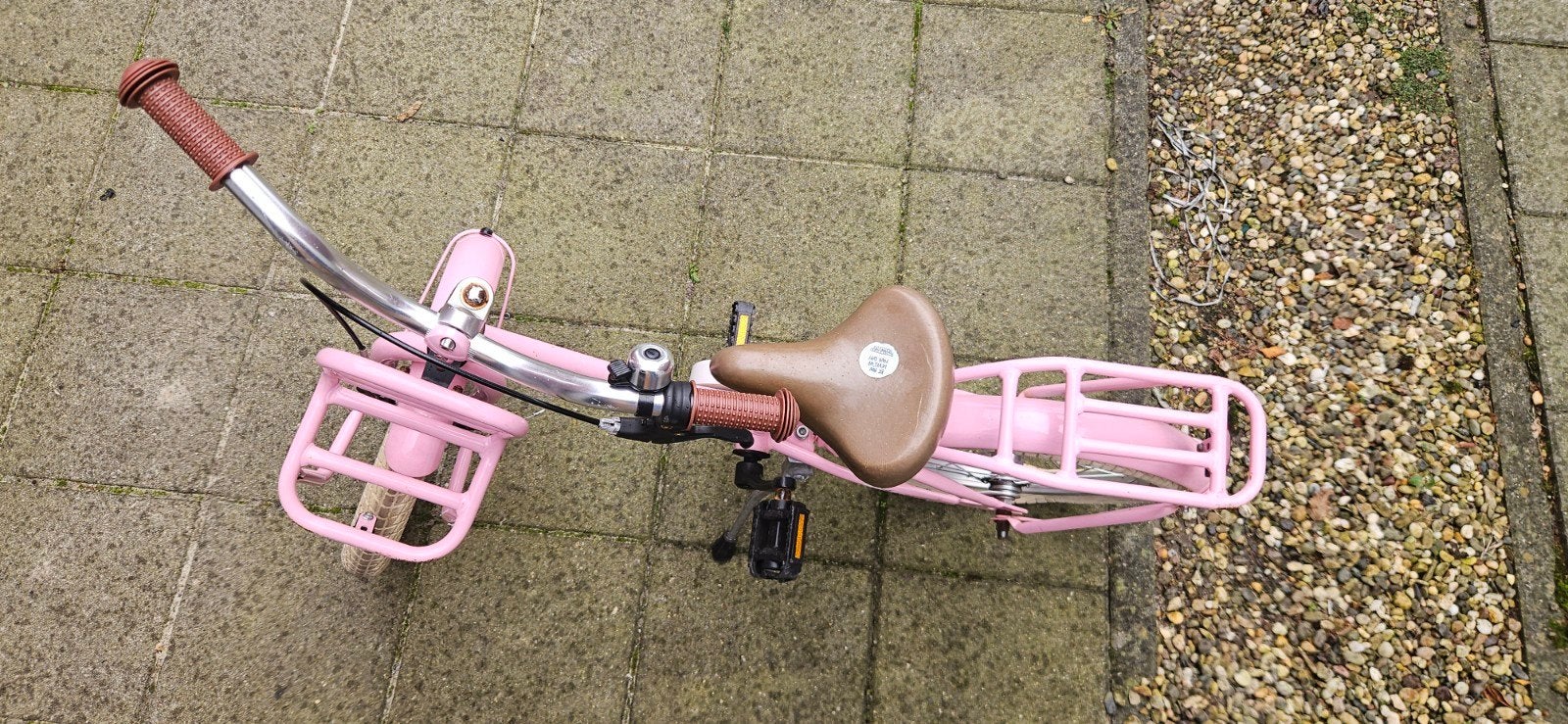Roze kinderfiets Cooper met voordrager en terugtraprem, Fietsen en Brommers, Ophalen, Terugtraprem, Gebruikt, Cooper