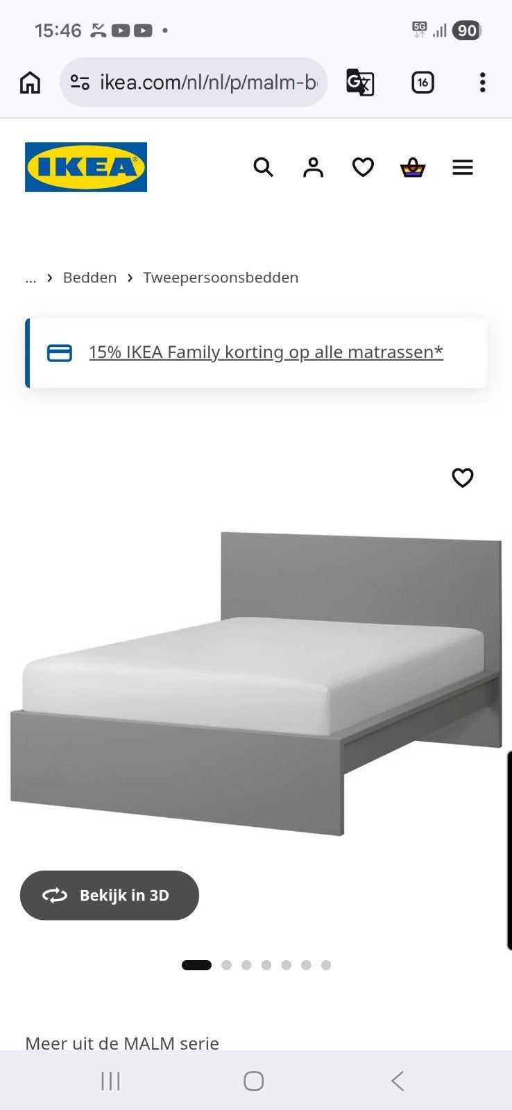 Mooi ikea mal bed 140x200 met lattenbodems, Huis en Inrichting, Ophalen, Tweepersoons, 140 cm, Zo goed als nieuw
