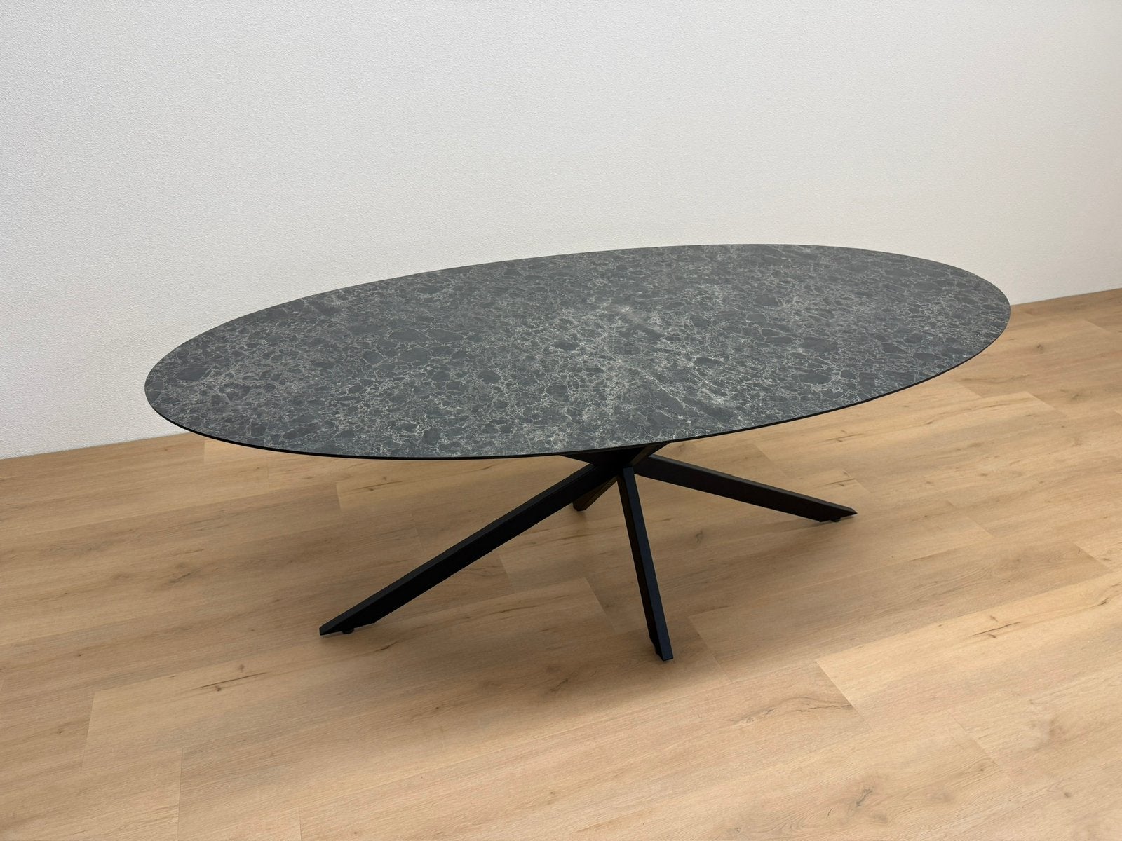 Ovale eettafel 200x100 - Marmer HPL - Direct Leverbaar, Huis en Inrichting, 100 tot 150 cm, 200 cm of meer, Ophalen of Verzenden