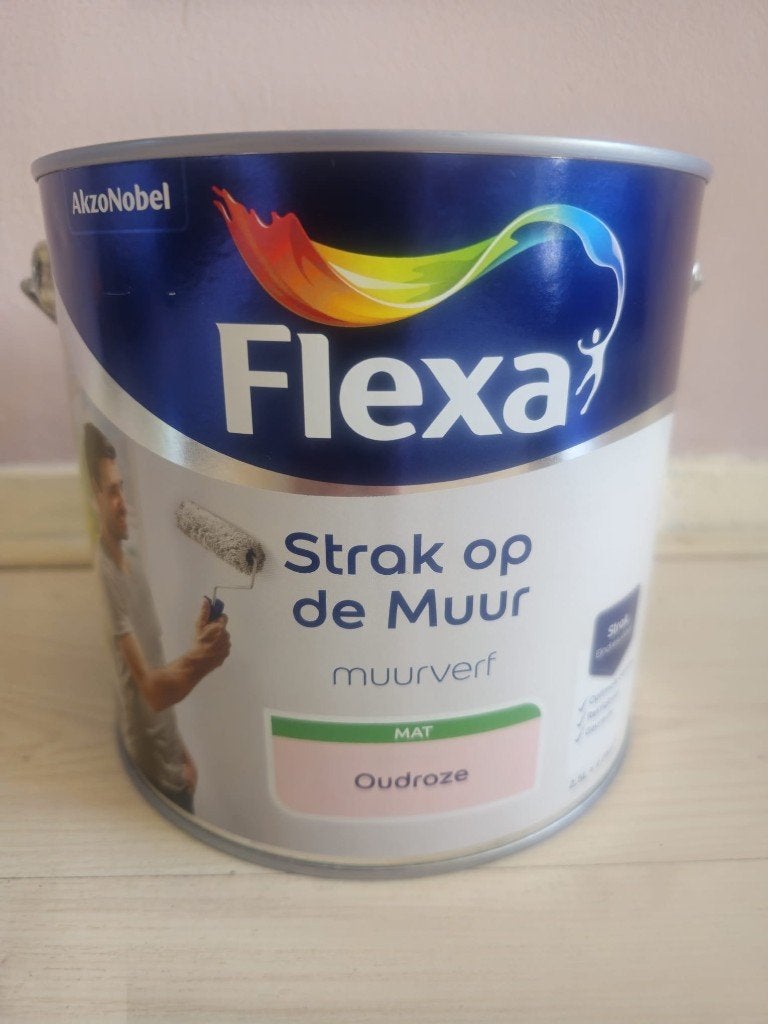 Nieuwe Pot Flexa 'Strak op de Muur' Oudroze muurverf, Overige kleuren, Nieuw, Ophalen of Verzenden, Verf