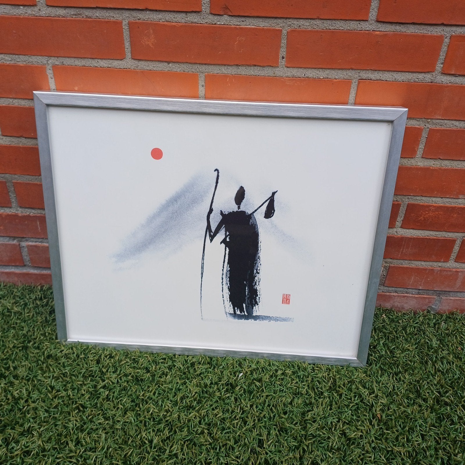 IKEA RIBBA Fotolijst met Oosterse Inkttekening, Ophalen, Gebruikt, Met afbeelding, Fotolijst