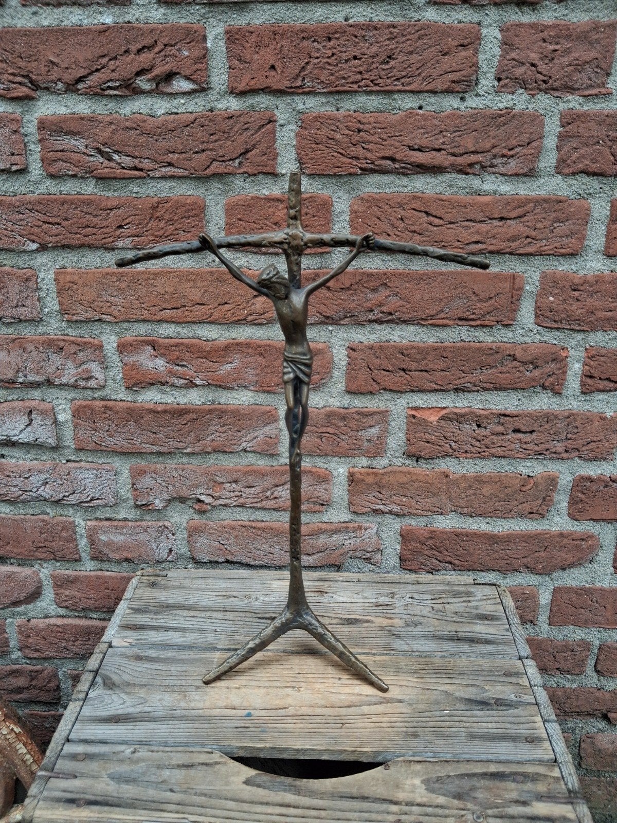 bronzen kruis crucifix, Antiek en Kunst, Antiek | Religie, Ophalen
