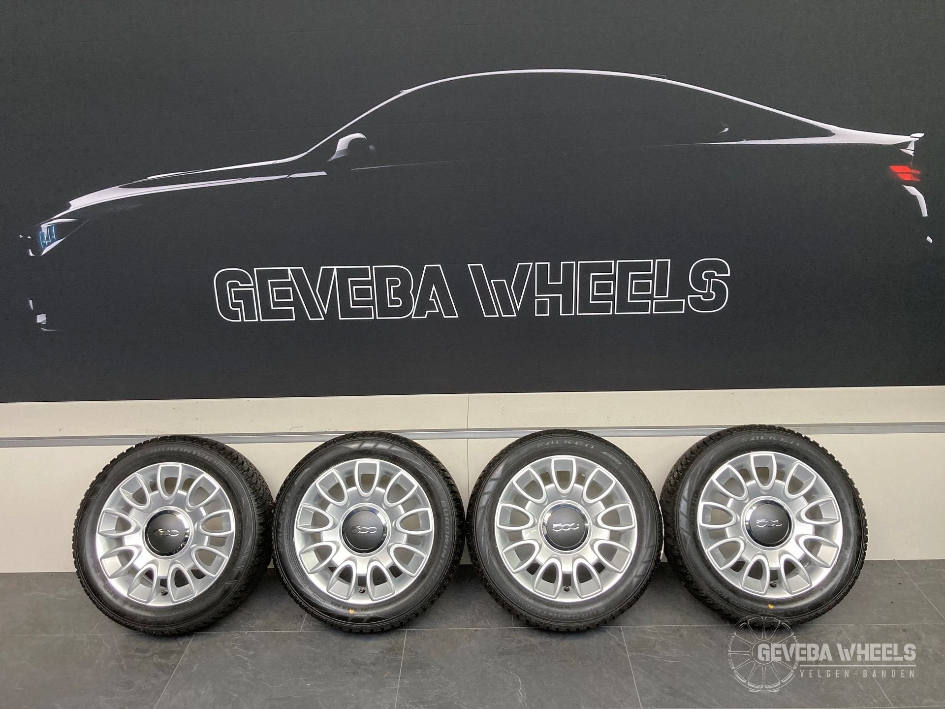15” originele Fiat 500 velgen + winterbanden 4x98 185/55/15, Gebruikt, 15 inch, -, -