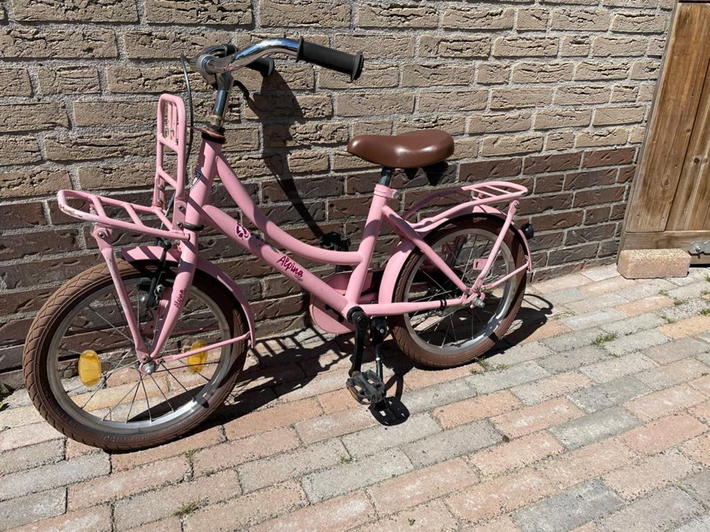 Alpina kinderfiets 16 inch - Roze, Ophalen of Verzenden, Gebruikt, Terugtraprem, 16 tot 20 inch