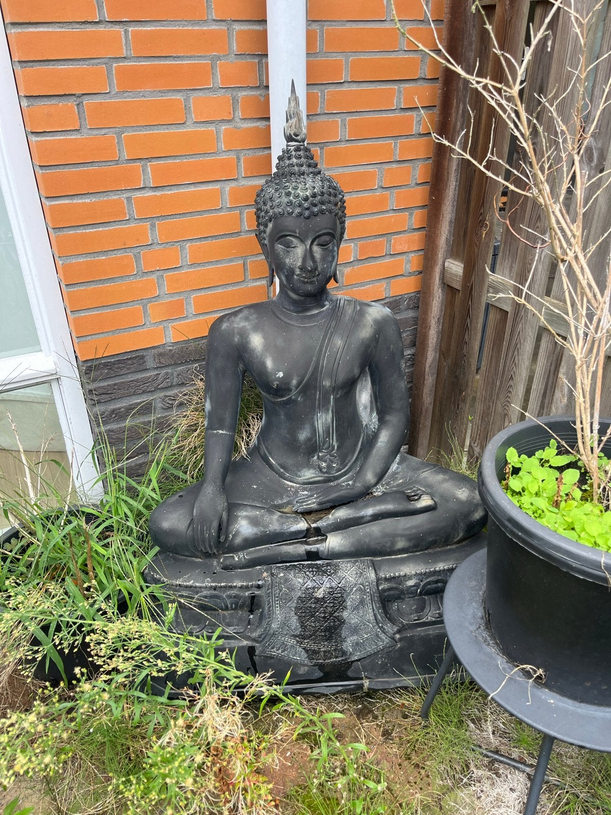 Groot bronzen Boeddha beeld voor binnen of buiten, Ophalen, Zwart, Gebruikt, 130 cm
