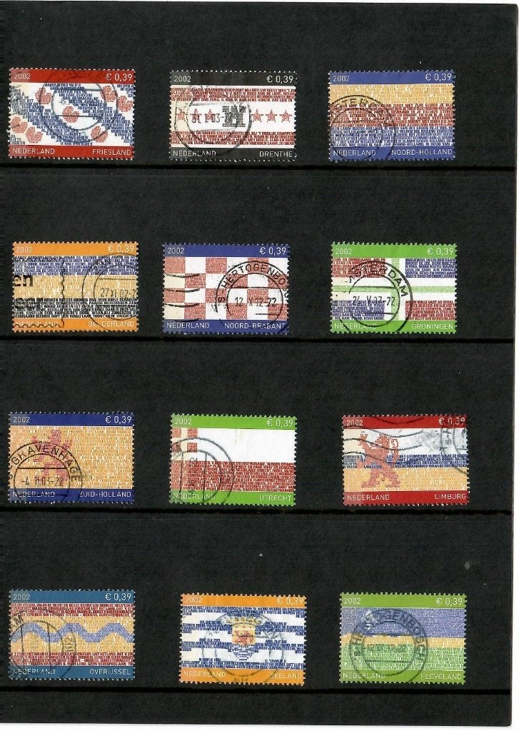 provincie vlaggen., Ophalen of Verzenden, Na 1940, Gestempeld