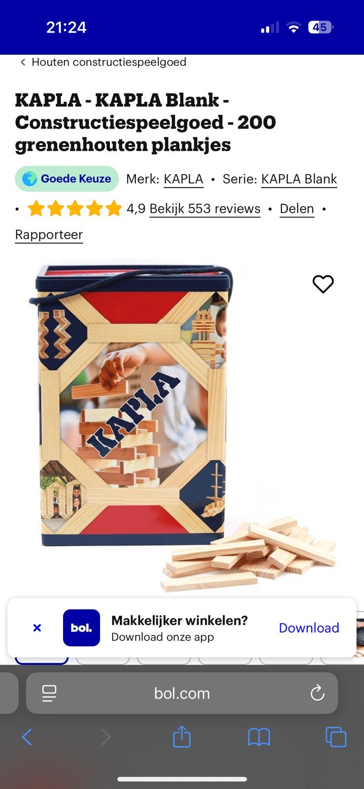 Kapla, Kinderen en Baby's, Ophalen of Verzenden, Gebruikt