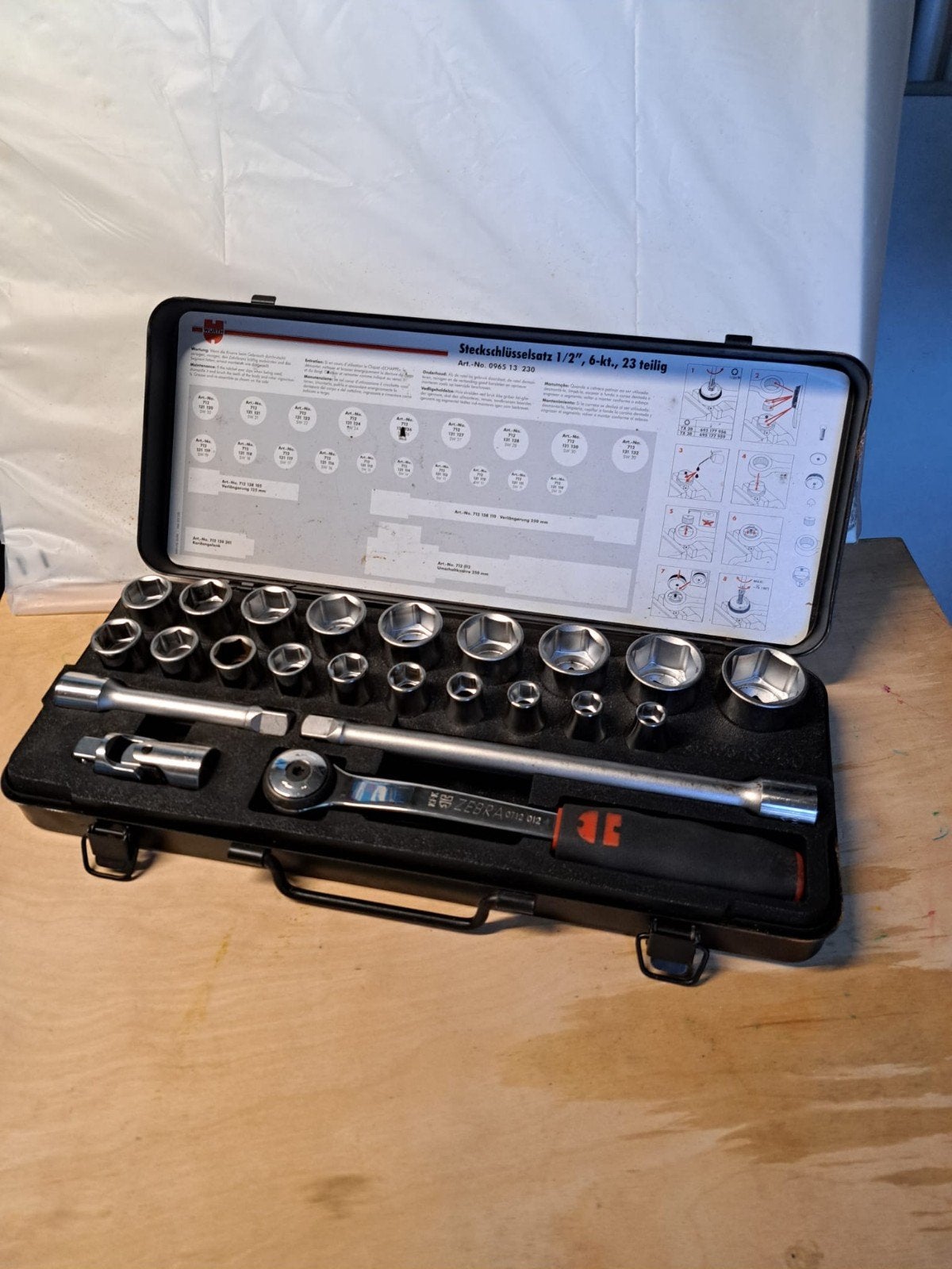 Wurth Zebra doppenset ratel 1/2", 23-delig, Ophalen of Verzenden, Zo goed als nieuw