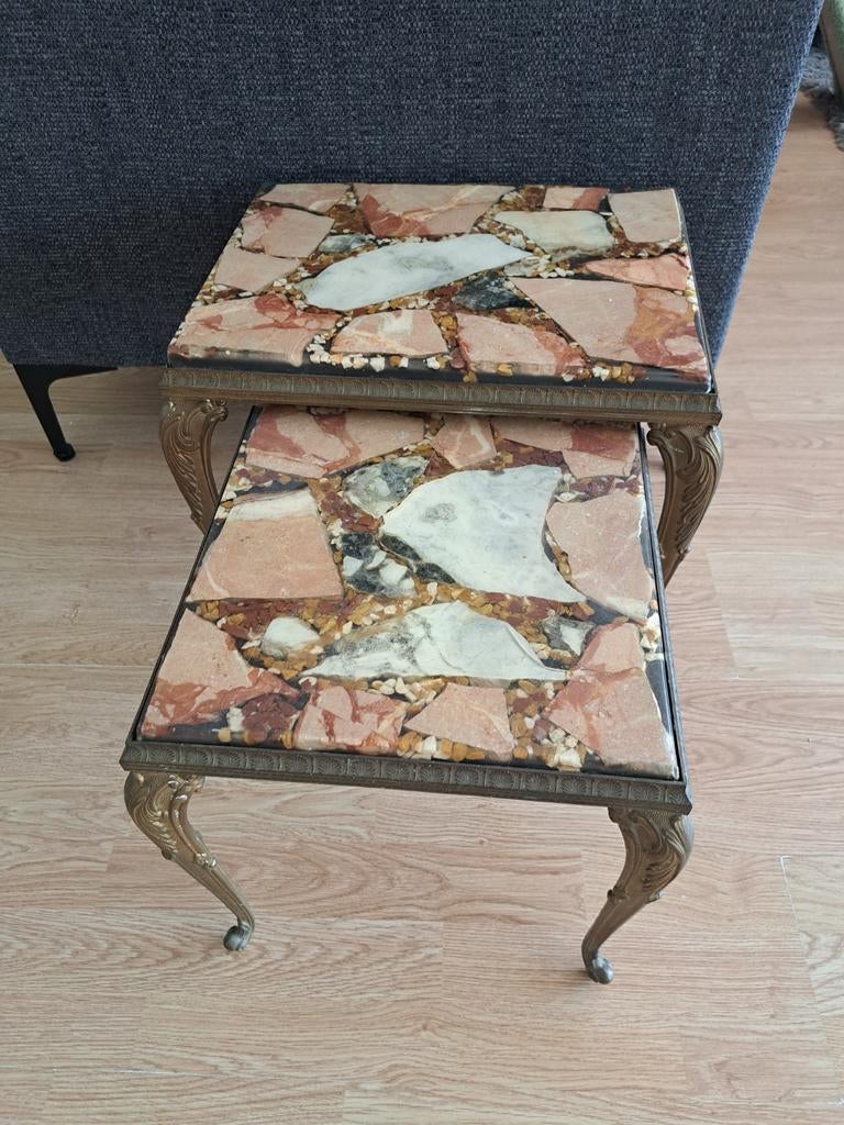 Barok bijzettafelset met onyx blad - Hollywood Regency, Ophalen