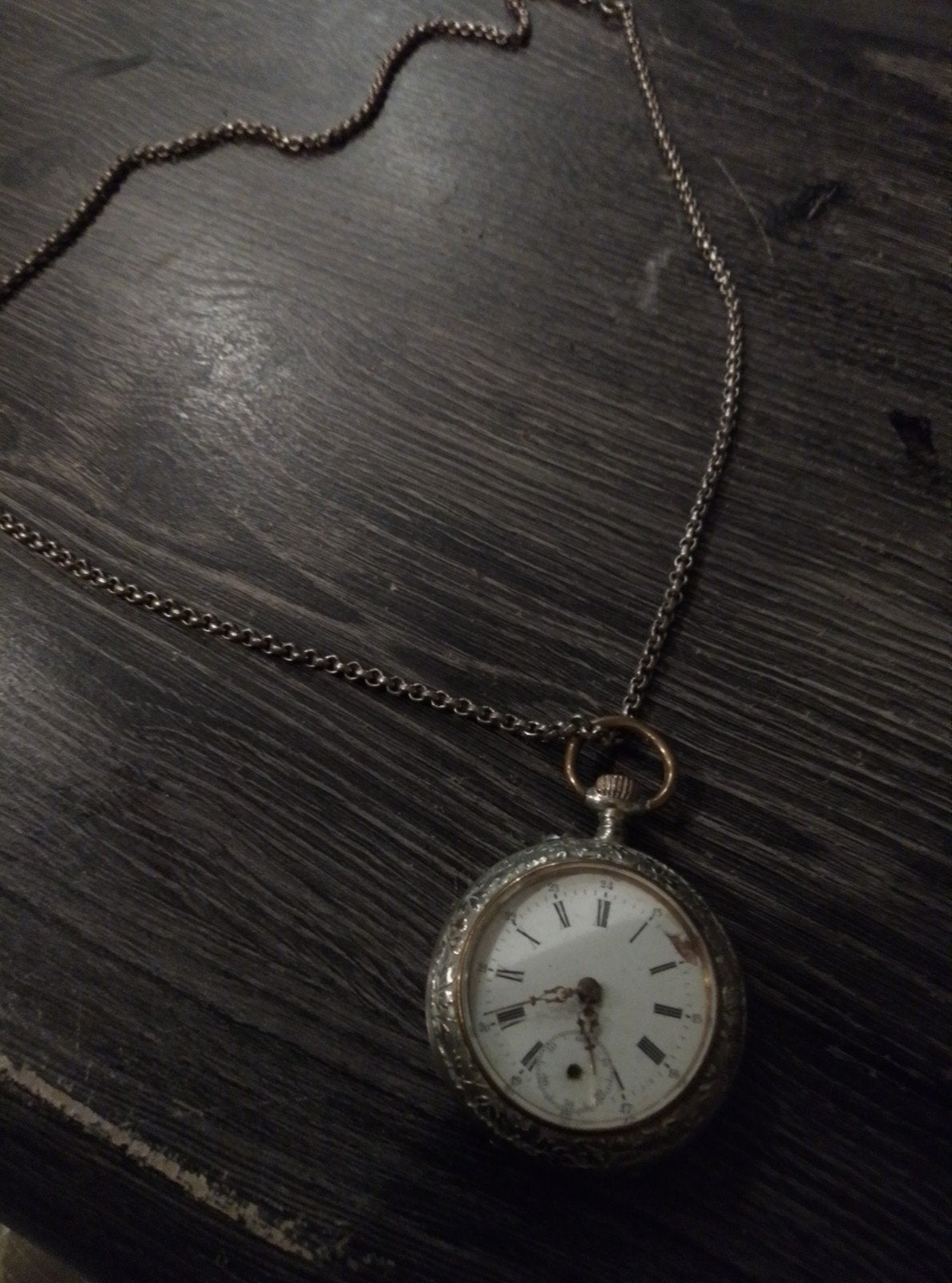 Antiek Zakhorloge met Ketting - Sierlijk Graveerwerk, Overige merken, Overige materialen, Zakhorloge, Ophalen of Verzenden