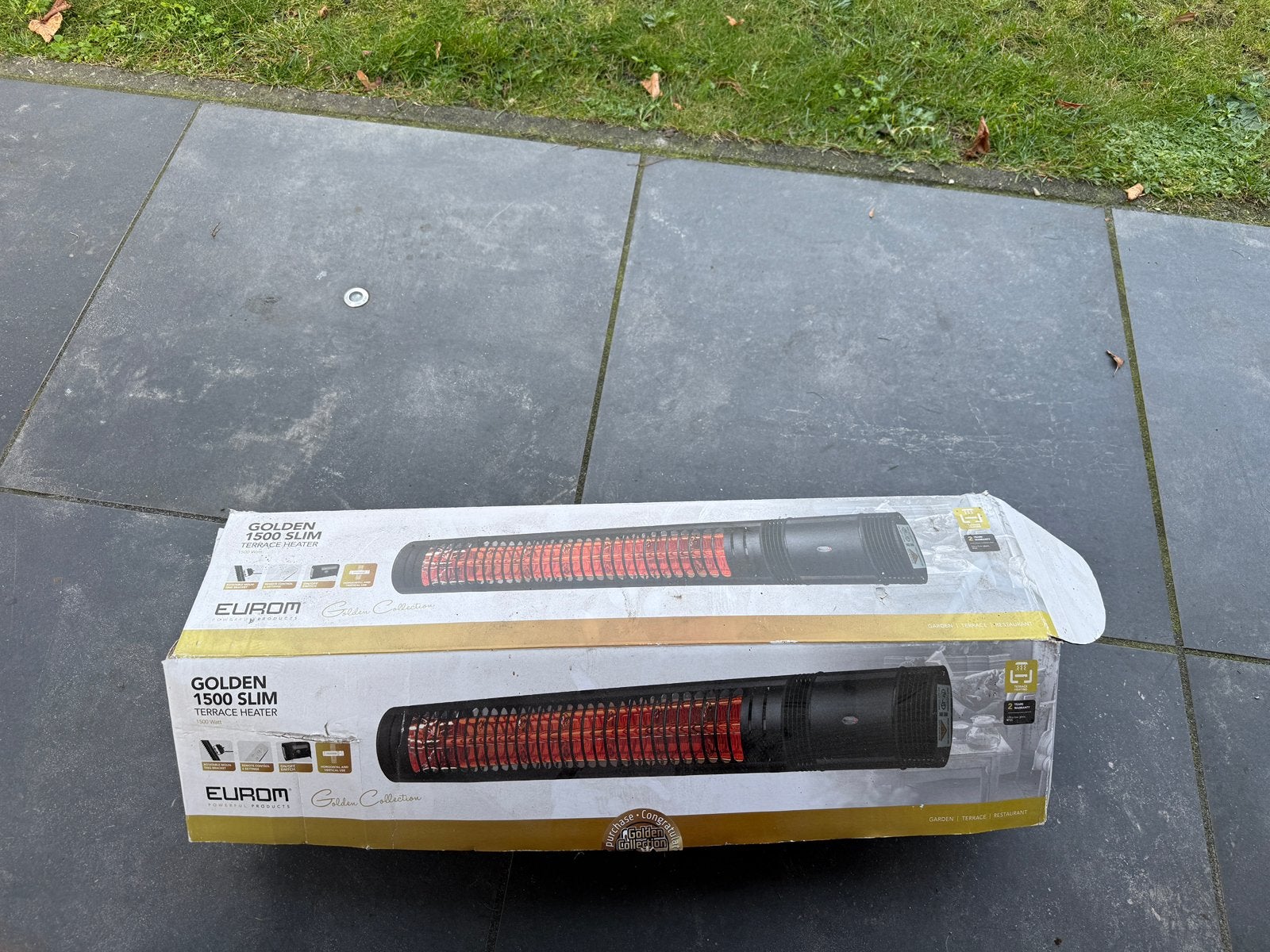 Eurom Golden 1500 Slim Terrasverwarmer | 1500 Watt, Draaibaar, Nieuw, Wand, Ophalen