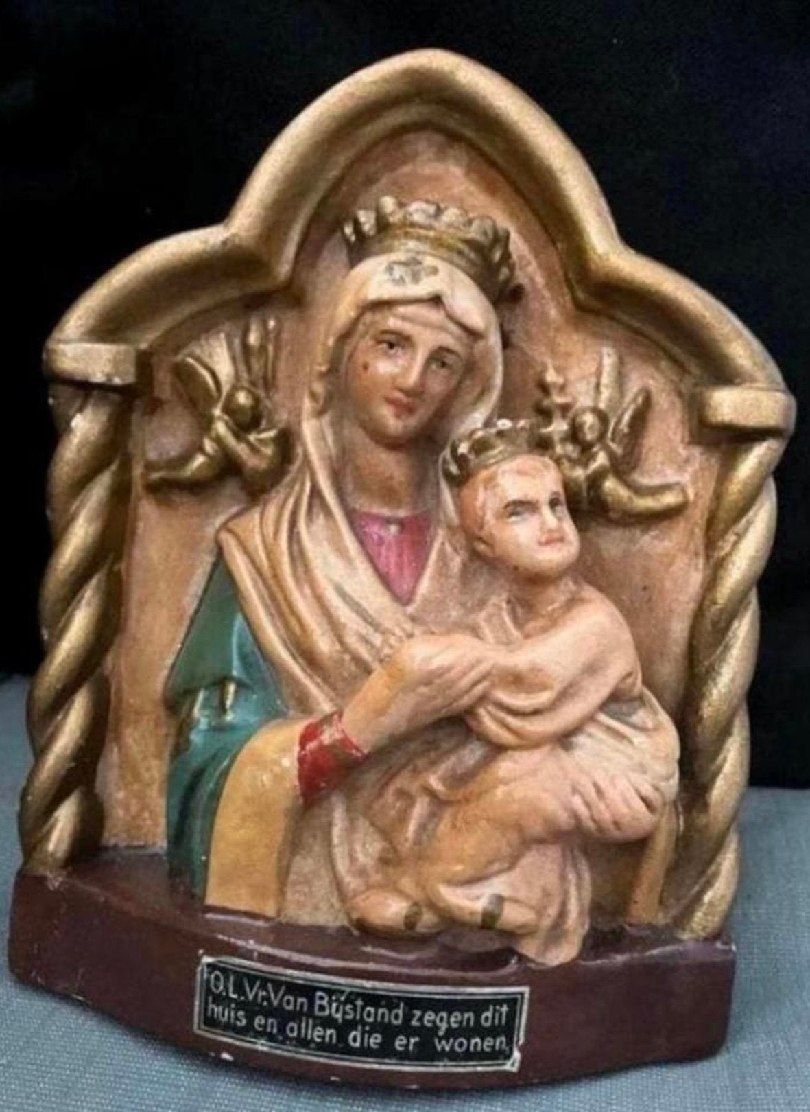 Maria met haar zoon ,mooi antiek beeld .., Ophalen of Verzenden