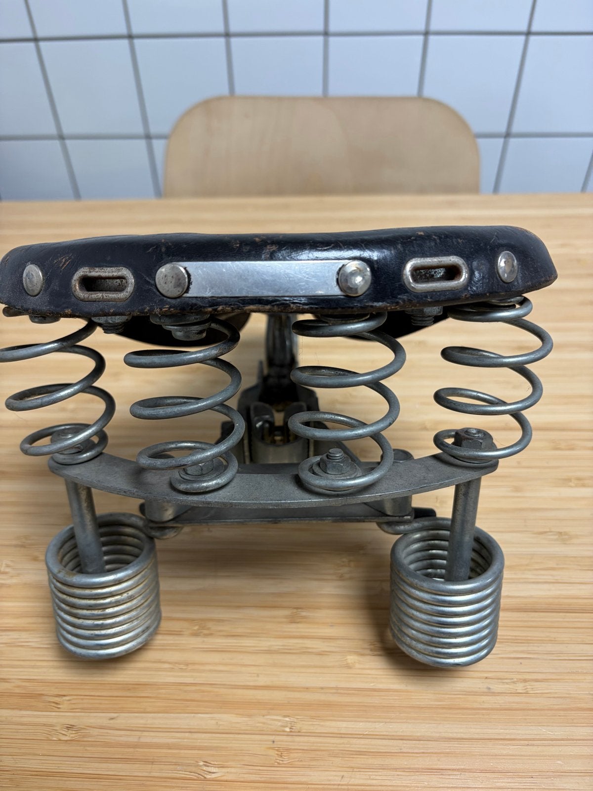 Vintage Leren Lepper Primus  Fietszadel - Gebruikt, Gebruikt, Leer, Ophalen of Verzenden, Zadel
