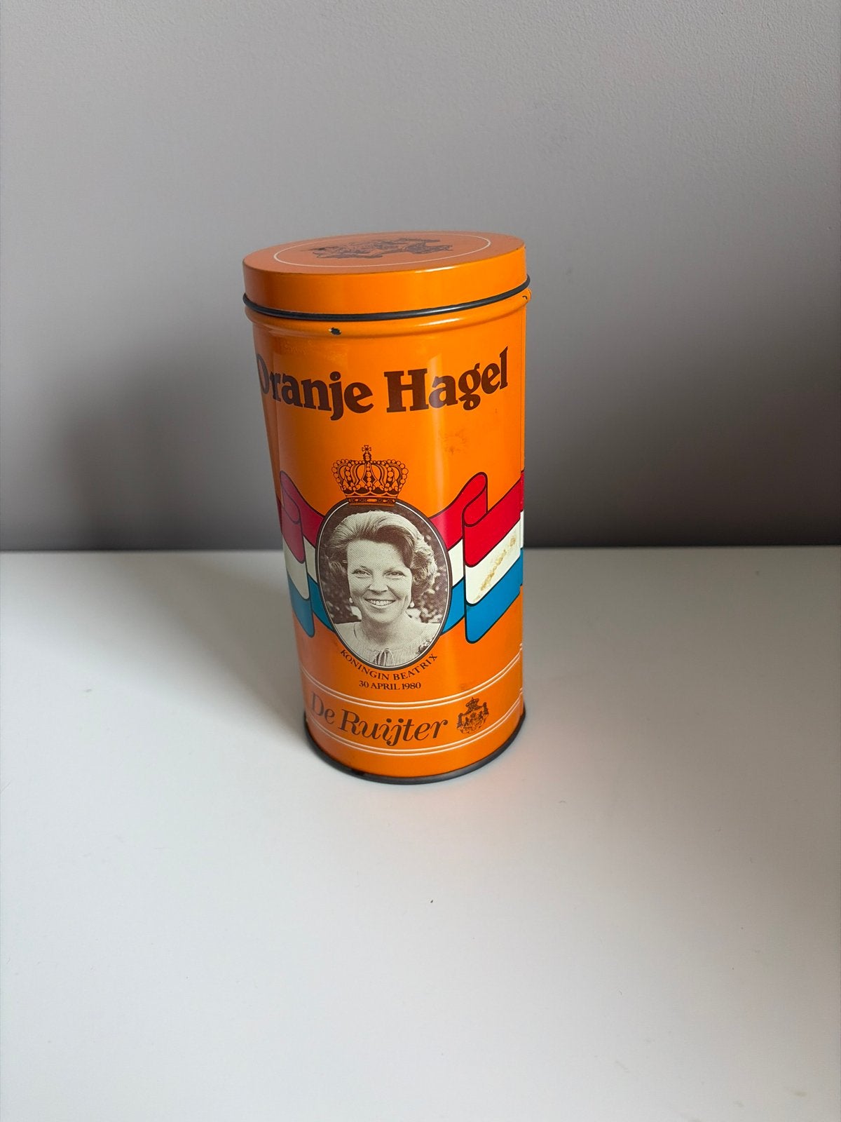 Vintage De Ruijter Oranje Hagel Blik Koningin Beatrix, Ophalen of Verzenden, Gebruikt, Nederland, Overige typen