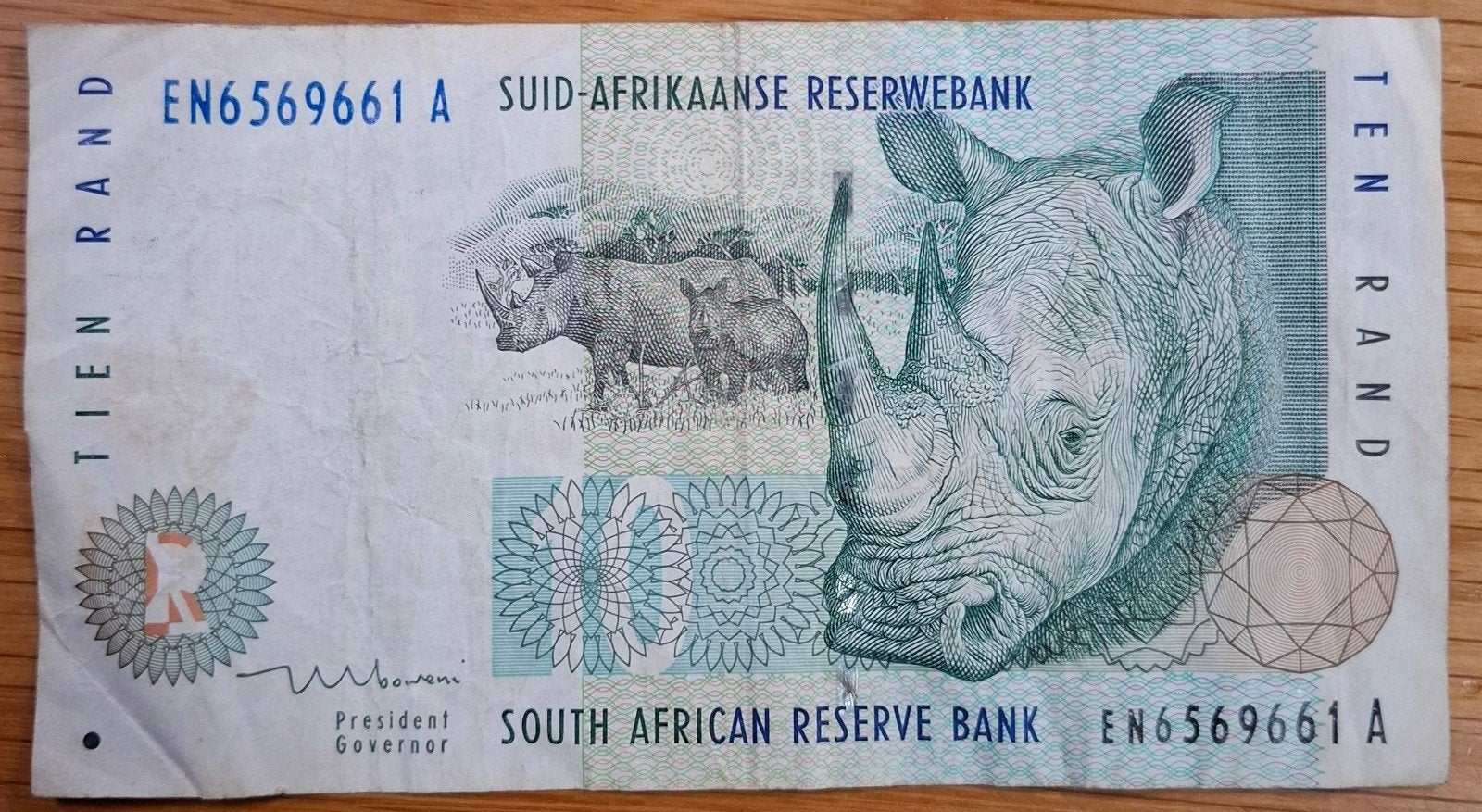 1a# Zuid Afrika 10 Rand 1993-1999 P123, Postzegels en Munten, Bankbiljetten | Afrika, Ophalen of Verzenden, Zuid-Afrika