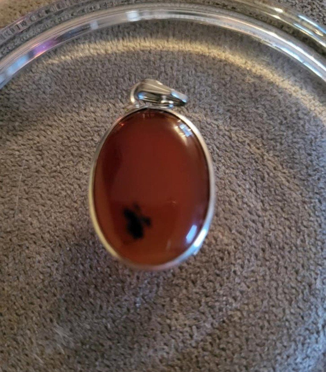 Zilveren Hanger met Carneool Steen, Overige voorstellingen, Oranje, Ophalen of Verzenden, Zo goed als nieuw