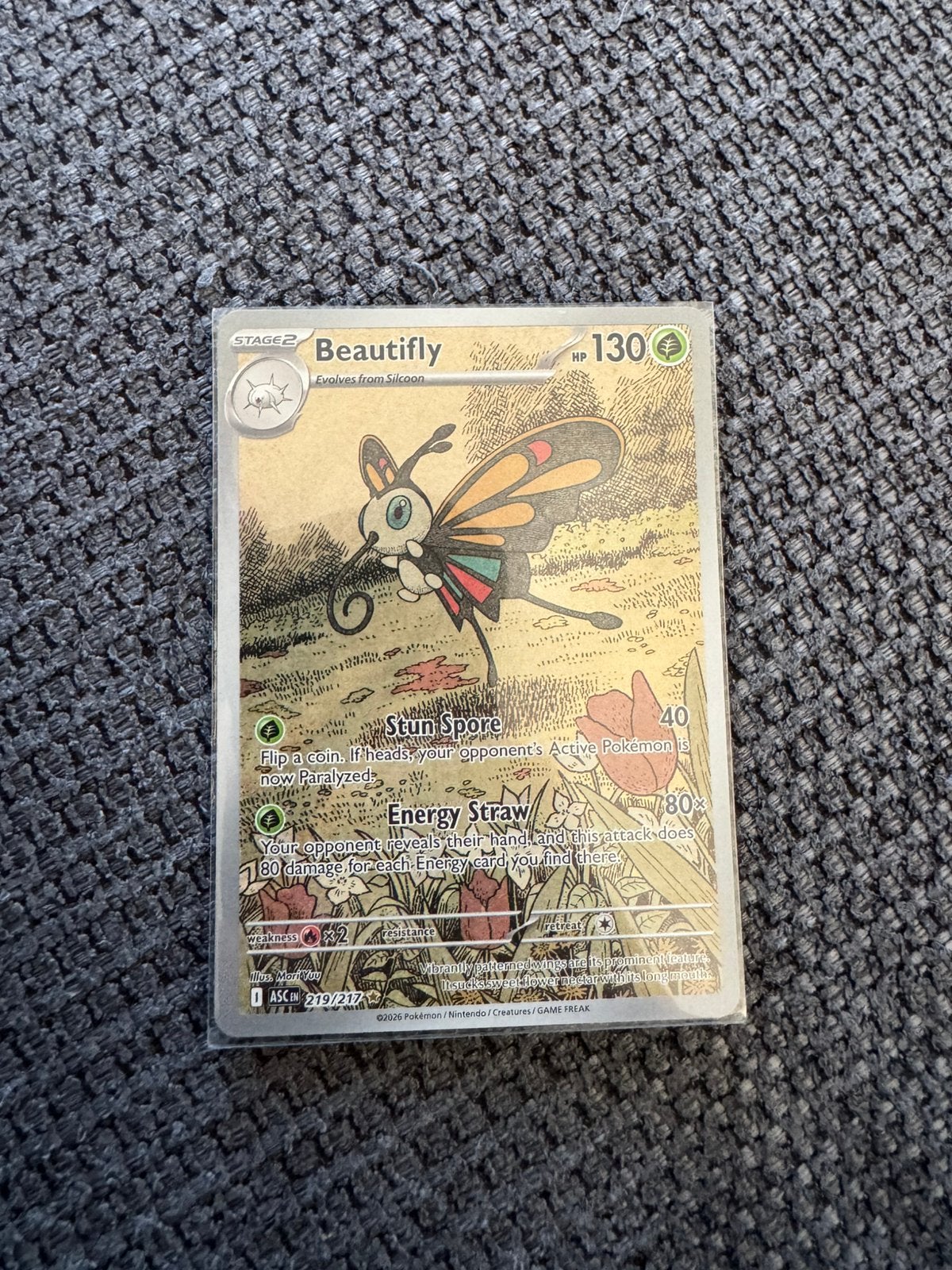 Pokemon Beautifly 219, Ophalen of Verzenden, Zo goed als nieuw, Speelkaart(en)