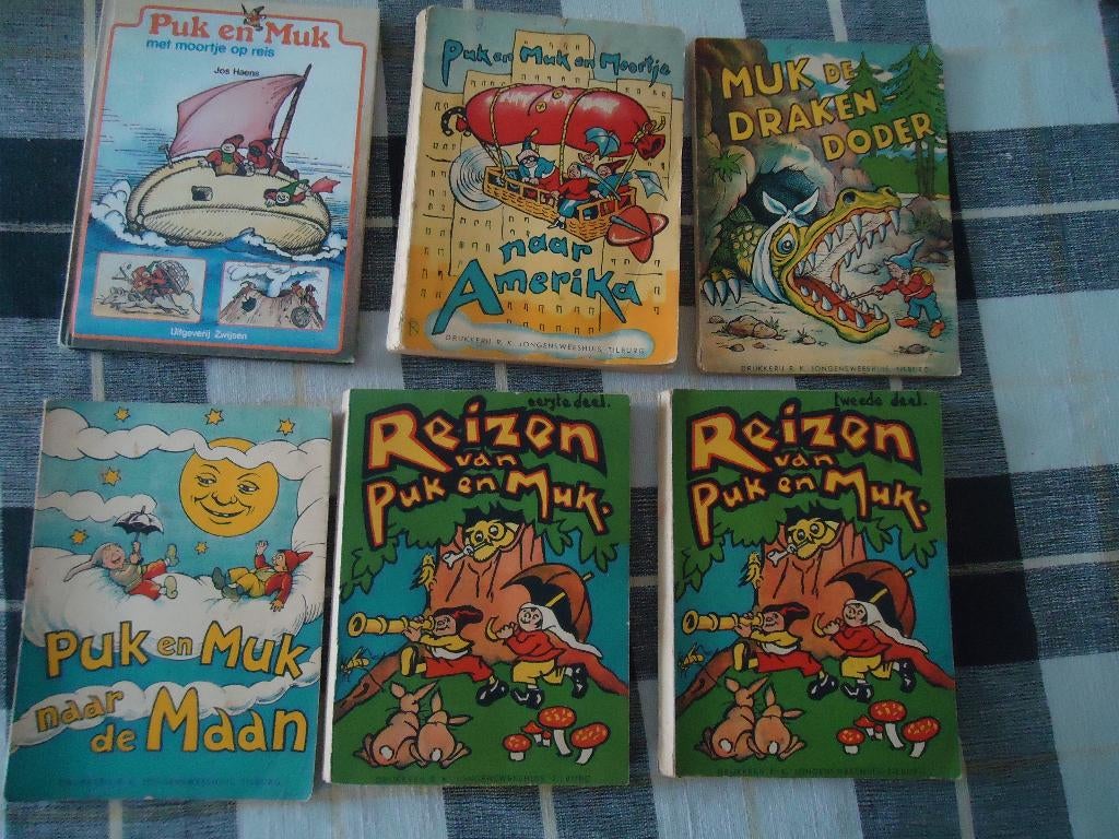 6 x Vintage jeugdsentiment 1950 Avonturen van Puk en Muk, Boeken, Verzenden, Gelezen, Fictie algemeen
