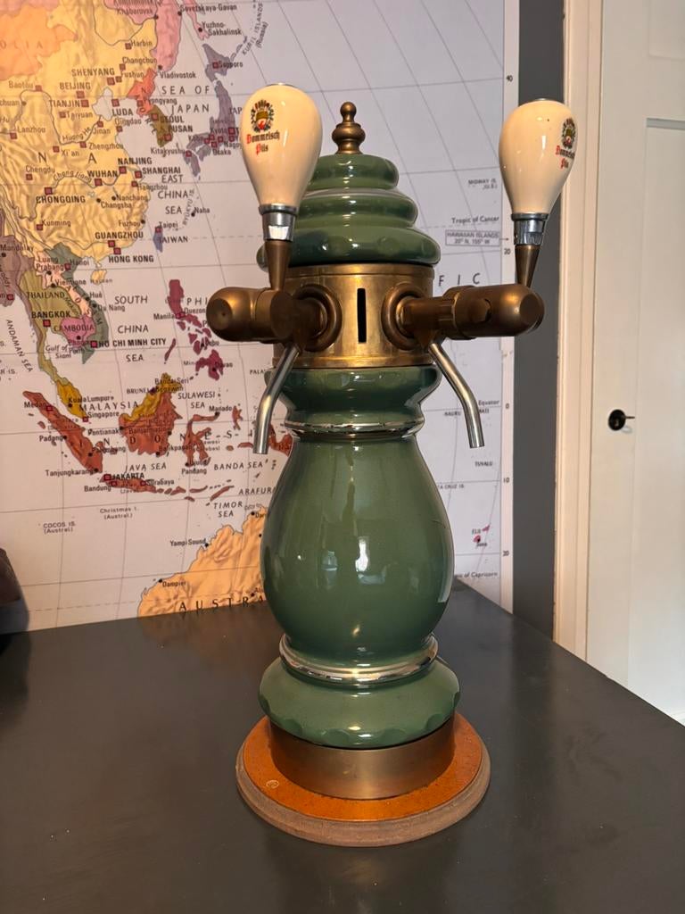 Vintage Dommelsch dubbele biertap/tapzuil keramiek & messing, Ophalen, Gebruikt, Overige typen, Dommelsch