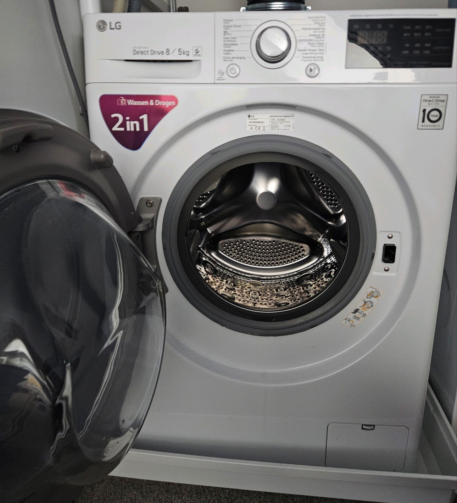 LG Direct Drive 8/5kg Wasmachine & Droger 2in1, Ophalen, Gebruikt, Voorlader, Energieklasse A of zuiniger