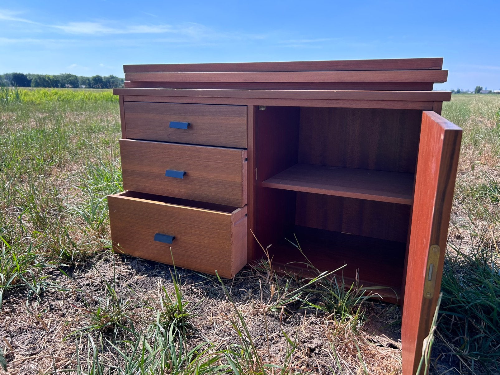 Vintage Olof Pira wandsysteem – onderdelen – Zweeds teak, Ophalen, Gebruikt, Minder dan 150 cm, Minder dan 100 cm