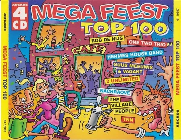 4CD Mega Feest Top 100, Gebruikt, Ophalen of Verzenden, Verzamelalbum, Pop