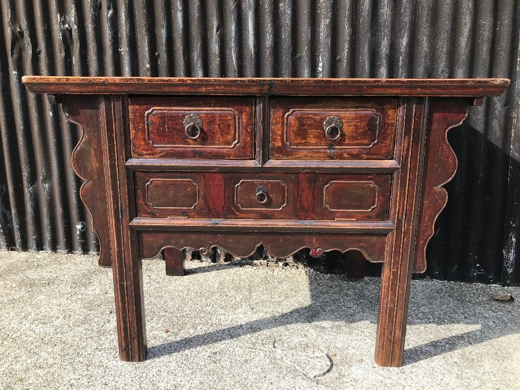 Chinese altaar dressoir oud chinees handwerk 3 lades, Huis en Inrichting, Gebruikt, 100 tot 150 cm, Chinees oosters aziatisch chinese asiatique