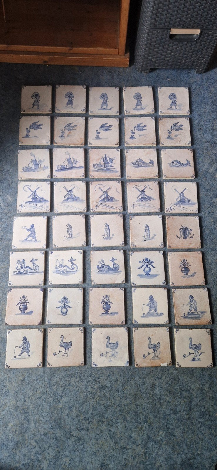 Set van 40 antieke Hollandse tegels (12x12 cm), Ophalen of Verzenden