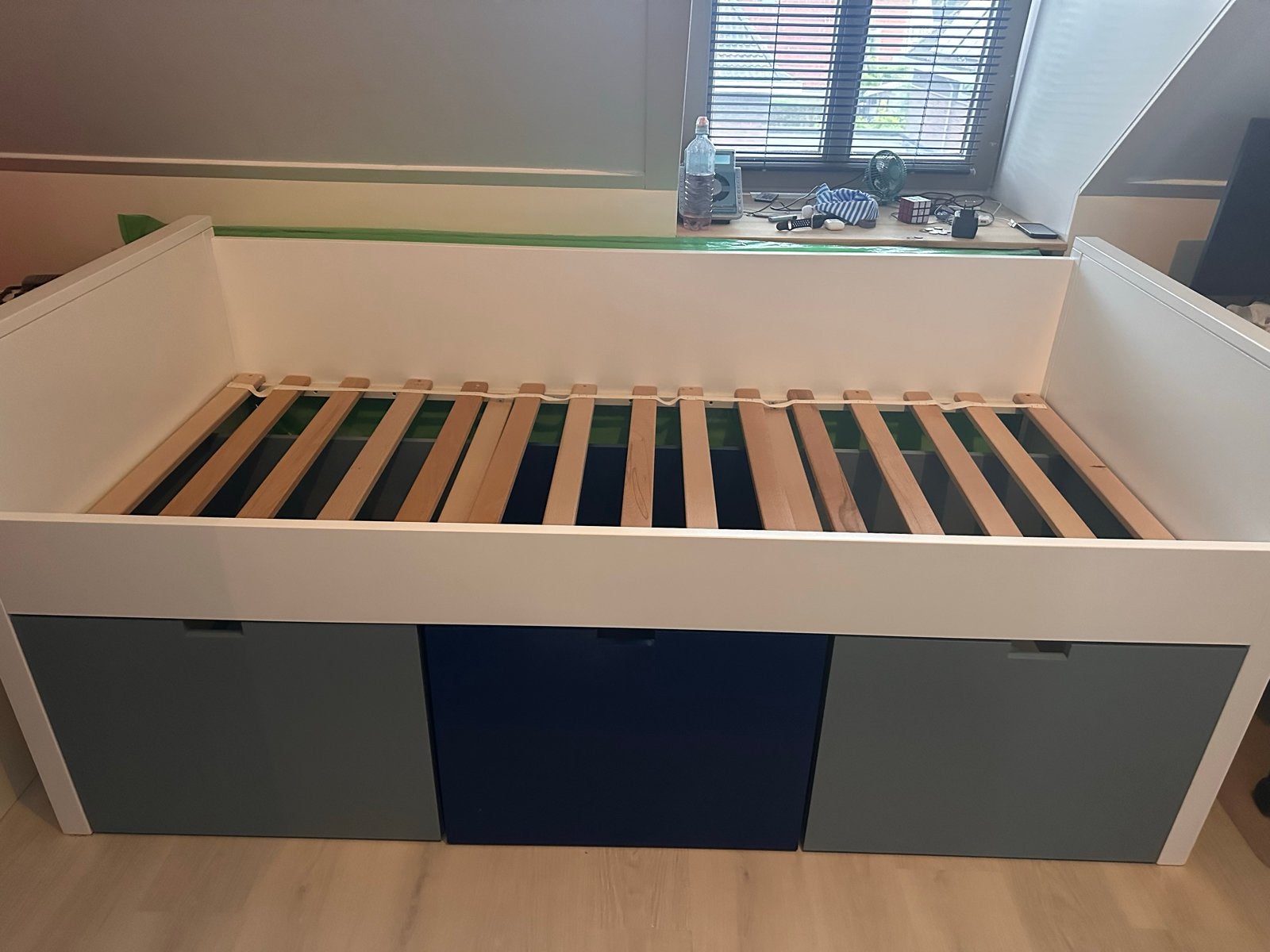 Bopita TIMO bed met 3 lades en IKEA matras, Ophalen, 90 cm, Eenpersoons, Wit
