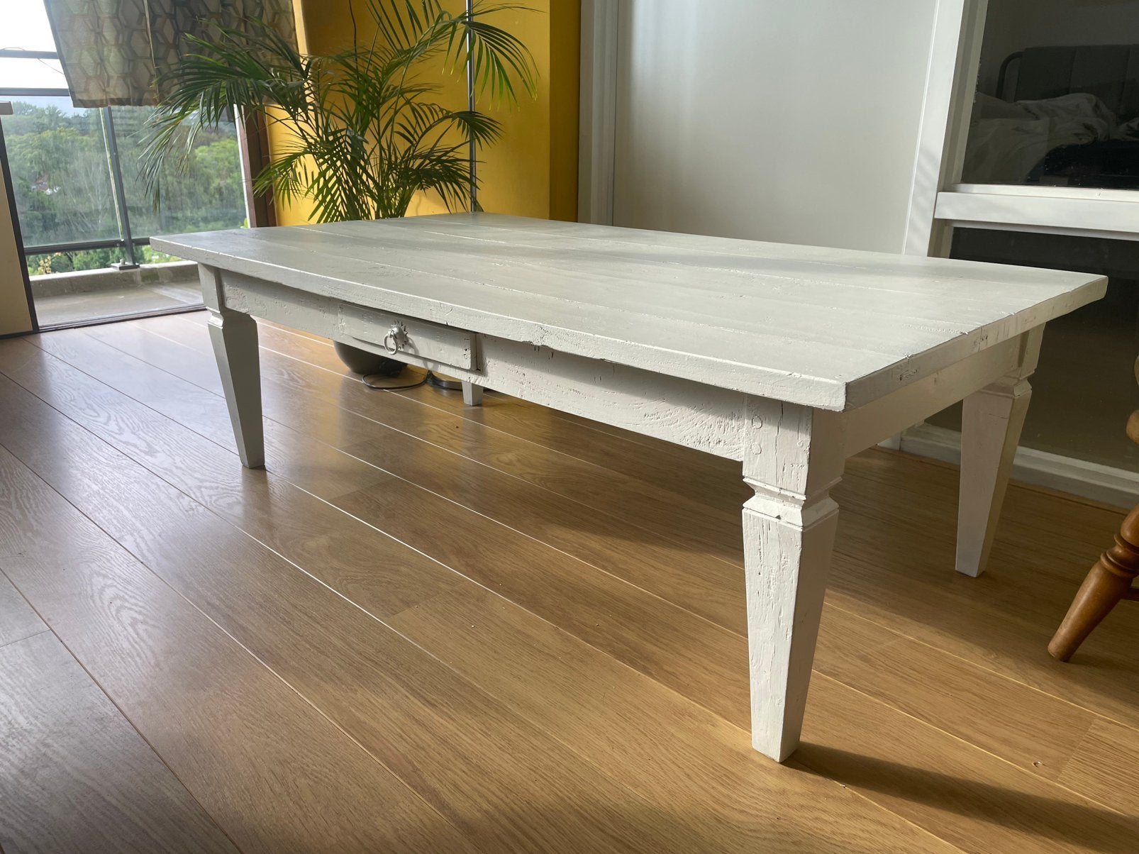Zware houten salontafel, Gebruikt, 100 tot 150 cm, 50 tot 100 cm, Ophalen