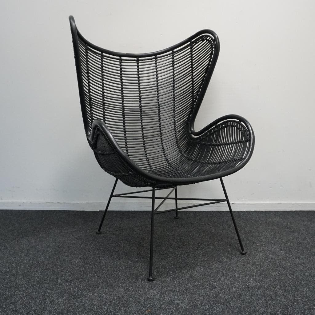 HKliving Rotan Egg chair |  Design fauteuil | Design Stoel, Huis en Inrichting, Stoelen, Gebruikt, Twee, -, Zwart