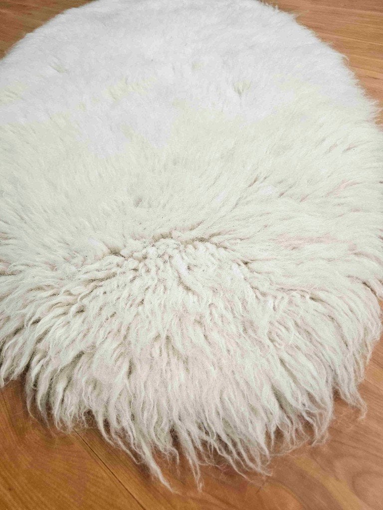 Wollen flokati kleed 150/70 cm, Huis en Inrichting, Stoffering | Tapijten en Kleden, Gebruikt, 100 tot 150 cm, Wit, Etten-Leur