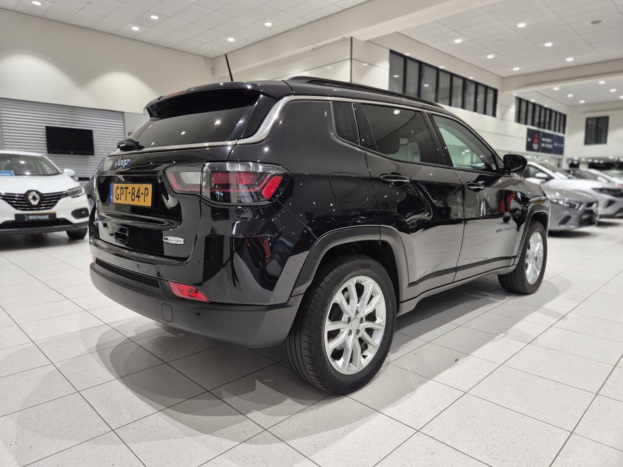 Jeep Compass 4xe 190 Plug-in Hybrid Electric Longitude Navi, Automaat, Leder en Stof, Zwart, Bedrijf