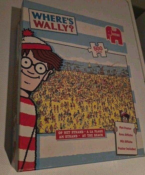 Waar is Wally Puzzel 500 stukjes - Op het strand, Ophalen of Verzenden, 500 t/m 1500 stukjes, Zo goed als nieuw, Legpuzzel
