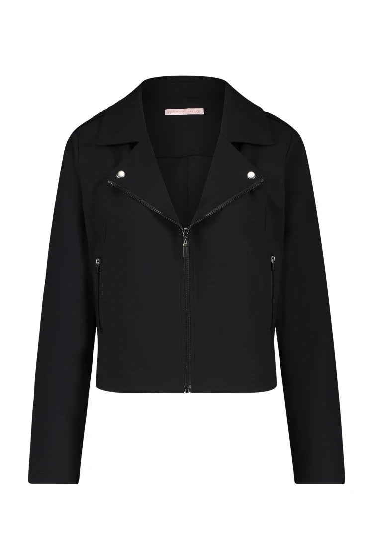 Studio anneloes biker jacket / jasje L zwart, Zwart, Maat 42/44 (L), Ophalen of Verzenden, Zo goed als nieuw